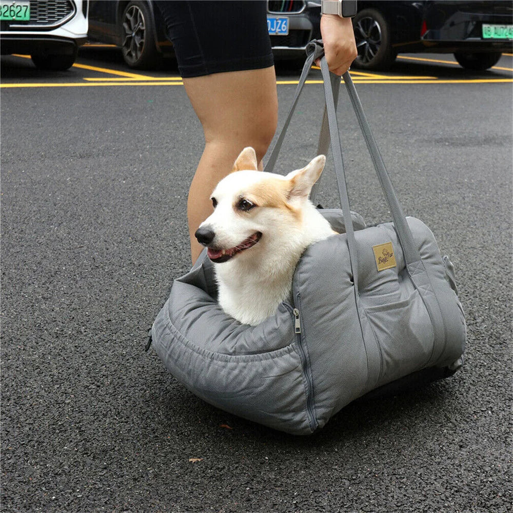 Pet Dog Car Seat Booster Washable Cat Puppy Travel Carrier Bed Bag Basket with Storage Pocket Adjustable Strap Booster Seats Bed